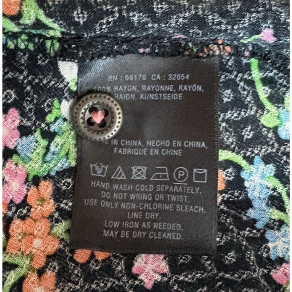 Anthrpologie Maeve Black Floral Blouse Sz 8 Button Down - Picture 11 of 13